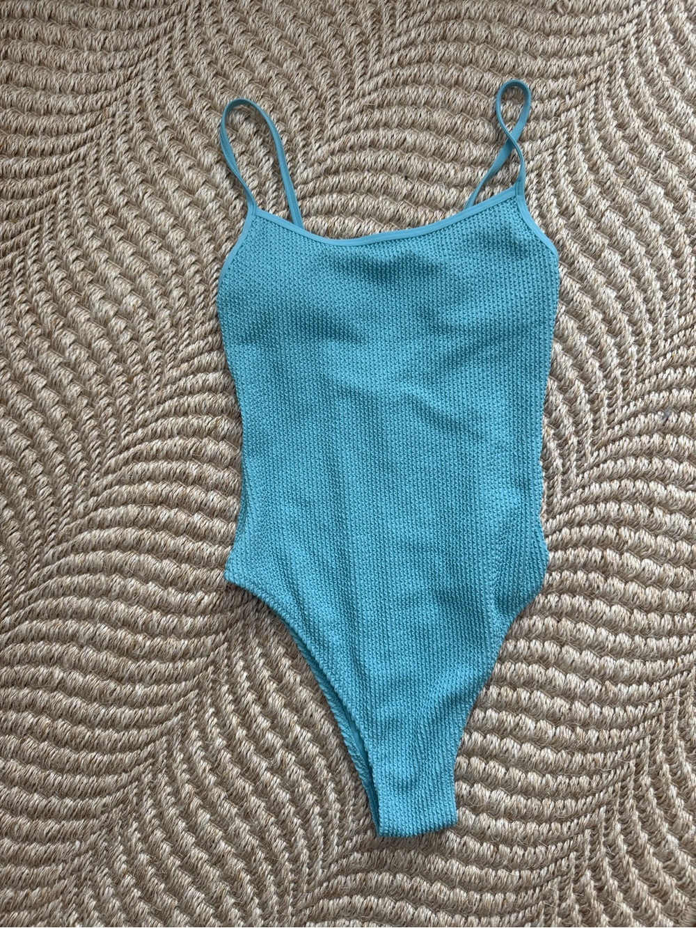 H&M Textured One-Piece Swimsuit in Aqua